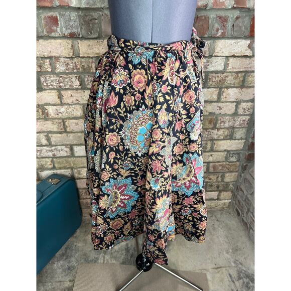 skirt midi floral black blue brown - Picture 9 of 9